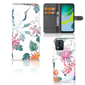 Motorola Moto E13 4G Telefoonhoesje met Pasjes Bird Flowers