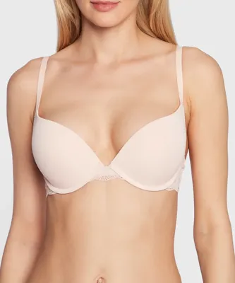 Push up / Plunge BH met beugel - Rosa - Kanten bh band - 3/4 cup - Decollete Bh