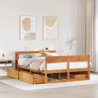 Bedframe zonder matras massief grenenhout wasbruin 120x190 cm