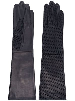 Manokhi ceinture en cuir à design perforé - Bleu
