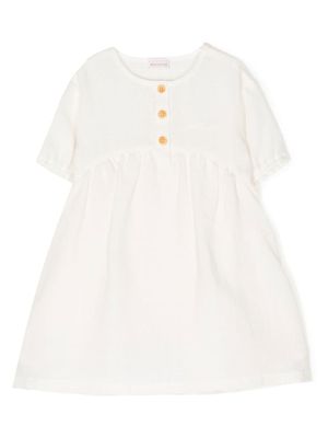Miki House robe à logo brodé - Blanc