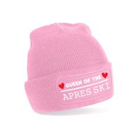 Wintersport muts voor volwassenen - Queen of Apres ski - roze - one size - beanie