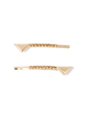 Prada lot de deux barrettes ornées de cristaux