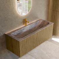 Badmeubel Mondiaz Kurve-Dlux | 120 cm | Meubelkleur Dusk | Wastafelkleur Oza | Solid surface | Wasbak midden spoelbak | 1 kraangat