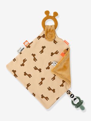 Zachte knuffel met fopspeenbevestiging - DONE BY DEER mosterdgeel