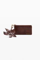 Kleine glanzende bloemenportemonnee - BROWN - U