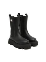 Dolce & Gabbana Kids bottines en cuir à plaque logo - Noir