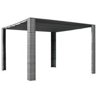 VidaXL Prieel met dak 300x300x220 cm poly rattan grijs en antraciet