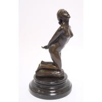 A BRONZE SCULPTURE OF A KNEELING NUDE - thumbnail