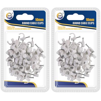 DID Witte kabelclips/kabelklemmen - 200x - met spijker - 10 mm - kabelbinders
