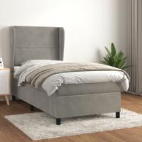 Boxspring met matras fluweel lichtgrijs 90x190 cm