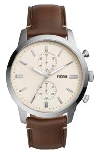 Fossil Heren Townsman chronograaf bruin lederen horloge FS5350
