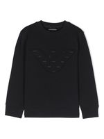 Emporio Armani Kids sweat en coton mélangé à logo brodé - Bleu