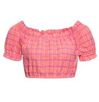 Queen Kerosin Carmen Top Karo Orange Pink-L Queen Kerosin Carmen Top Karo Orange Pink-L