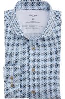 OLYMP Luxor 24/Seven Dynamic Flex Modern Fit Jersey shirt blauw/bruin/wit, Motief - thumbnail