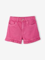 Twill met ruches voor meisjes pioenroos