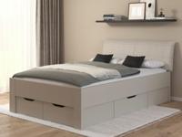 Bed LANDER 140x190 cm kasjmier/ivoorkleurig fluweel met lades