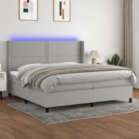 Boxspring met matras en LED stof lichtgrijs 200x200 cm