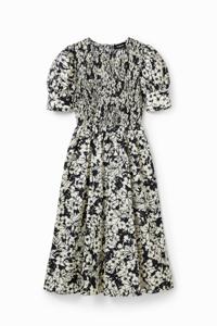 Midi-jurk met bloemen - BLACK - XS
