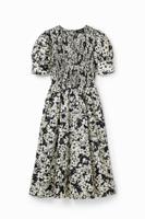 Midi-jurk met bloemen - BLACK - M