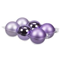 6x stuks glazen kerstballen amethyst paars 8 cm mat/glans - Kerstbal