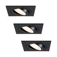 Set van 3 Mallorca LED inbouwspot - IP20 - Kantelbaar - 4 Watt 345 Lumen - 4000K Neutraal wit - GU10 - Dimbaar - Vierkant - Voor binnen - Zwart