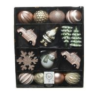 25x Kerstballen en kersthangers figuurtjes salie groen/parel/lichtroze/wit kunststof