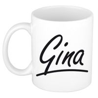 Gina voornaam kado beker / mok sierlijke letters - gepersonaliseerde mok met naam   -