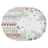 Diner/Kerstdiner onderborden - 6x - kerstprint - rond - D33 cm - multifunctioneel