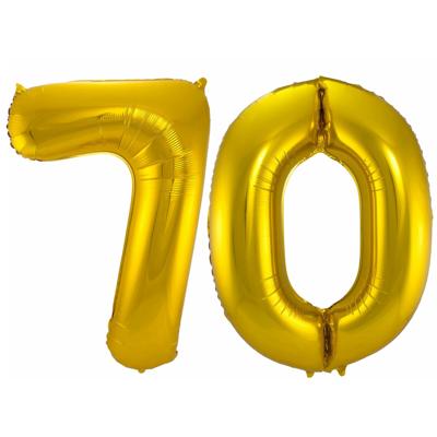 Folat Folie ballonnen - 70 jaar cijfer - goud - 86 cm - leeftijd feestartikelen - versiering