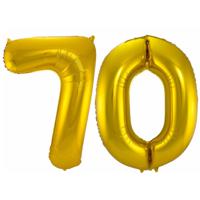 Folat Folie ballonnen - 70 jaar cijfer - goud - 86 cm - leeftijd feestartikelen - versiering