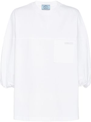 Prada t-shirt en jersey à manches froncées - Blanc