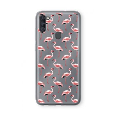 Flamingoprint groen: Samsung Galaxy A11 Transparant Hoesje