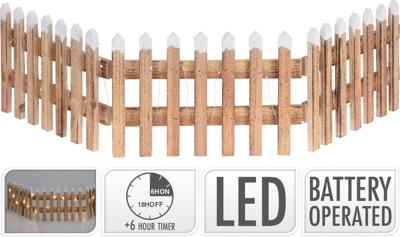 Fence With Led 90X20 cm Brown - Nampook