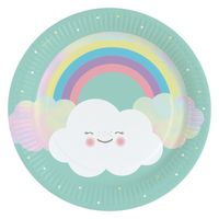 24x stuks feestbordjes met wolken print karton 23 cm - thumbnail