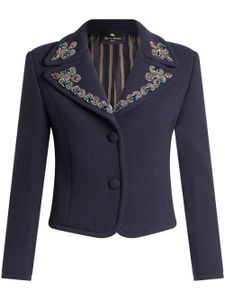 ETRO blazer crop à ornements en cristal - Bleu