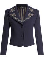 ETRO blazer crop à ornements en cristal - Bleu