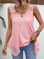 Crew Neck Loose Lace Casual Tank Top