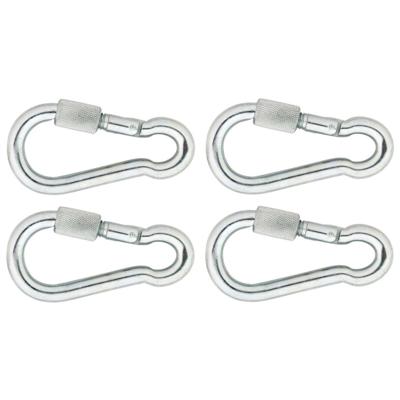 Karabijnhaken - 4x - verzinkt staal - 5 cm - karabijnhaak - snaphooks/ carabiners
