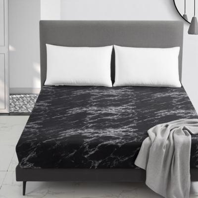 Marmeren patroon bed Dust Cover matras beschermende case Hoeslaken cover Bedclothes grootte: 153X203X30cm (zwart)