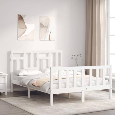 Bedframe zonder matras massief grenenhout wit 120x200 cm