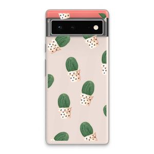 Cactusprint roze: Google Pixel 6 Transparant Hoesje