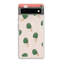 Cactusprint roze: Google Pixel 6 Transparant Hoesje