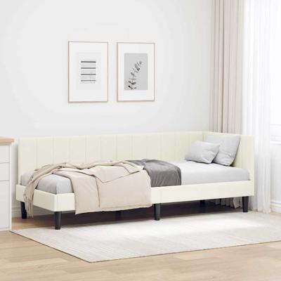 Hoekbedframe met hoofdeinde Crème 80 x 200 cm Fluweel