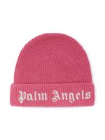 Palm Angels Kids bonnet en maille nervurée à logo brodé - Rose