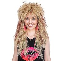colorground lang krullend jaren '80 damesblond met roodbruine rockerpruik Lightinthebox