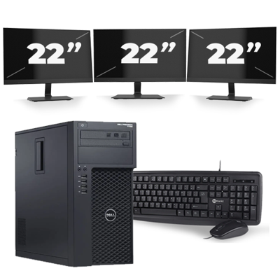 Dell Precision T1700 Micro Tower - Intel Core i7-4e Generatie - 16GB RAM - 256GB SSD - Windows 10 + 3x 22 inch Monitor