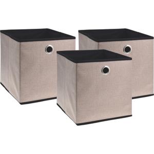 Opbergmand/kastmand - 3x - beige - karton/kunststof - 28 liter - 30 x 30 x 30 cm