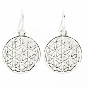 Flower of Life Oorbellen Messing Zilverkleurig