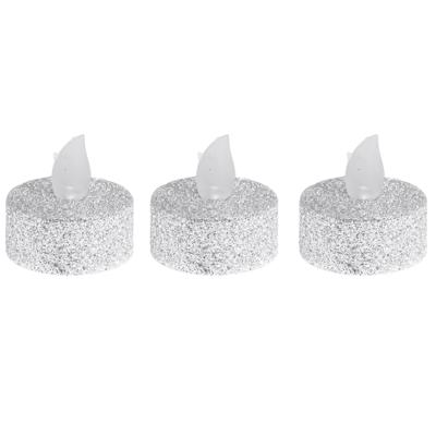 Ambiance Light LED waxinelichtjes - 24x stuks - zilver - 4 cm - op batterij - kerstverlichting